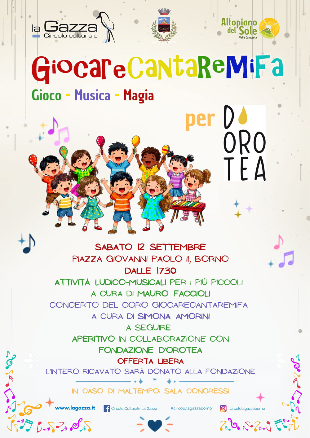 12 settembre 2026 piazza Giovanni Paolo II - Borno: gioco - musica - magia